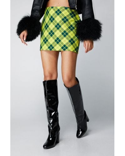 Nasty Gal Wide Fit Patent Knee High Boots - Green
