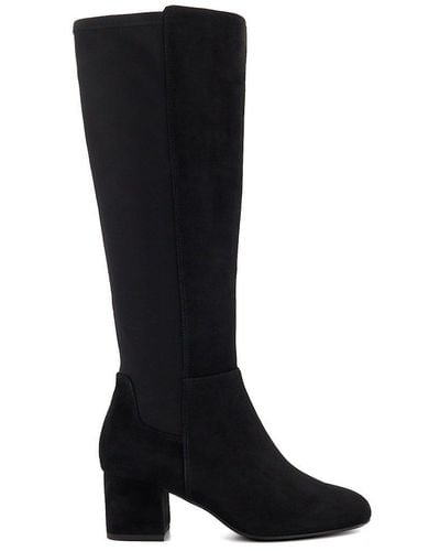 Dune 'tawny' Suede Knee High Boots - Black