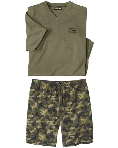 Atlas For Men Camouflage Short Pyjama Set - Green