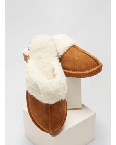 Dorothy Perkins Brown Suede Slippers - Natural