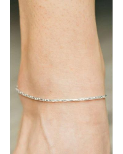 The Colourful Aura Pure Silver Thin Slim Minimalistic Braid Chain Boho Silver Indian Payal Anklet - Natural