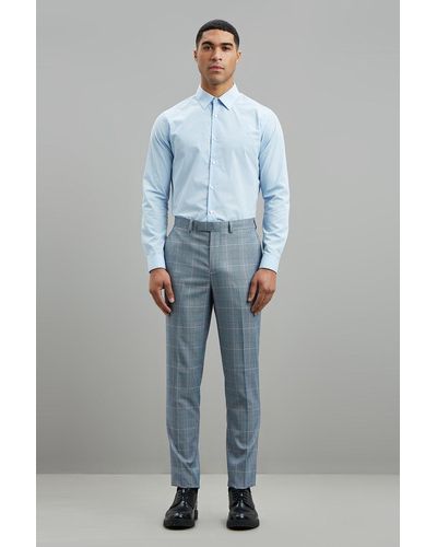 Burton Light Blue Pow Check Slim Fit Suit Trouser