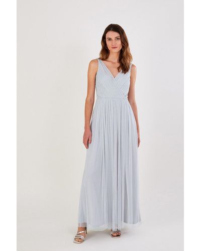 Monsoon 'anne' Mesh Maxi Dress - Metallic