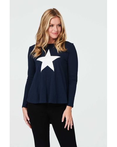 Izabel London Star Print Long Sleeve T-shirt - Blue