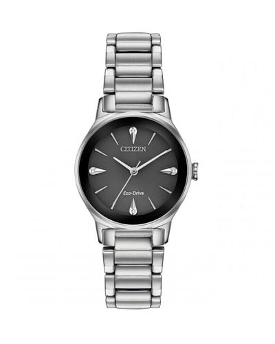 Citizen Ladies' Axiom Diamond Stainless Steel Classic Watch - Em0730-57e - Black