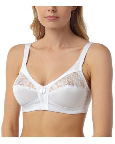 CAMILLE Non Wired Soft Cup Bra With Lace - White