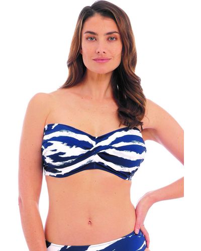 Fantasie Lindos Under Wire Twist Bandeau Bikini Top - Blue