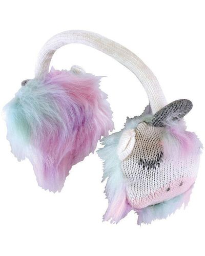Sock Snob Pink & White Fluffy Winter Warm Unicorn Earmuffs - Natural