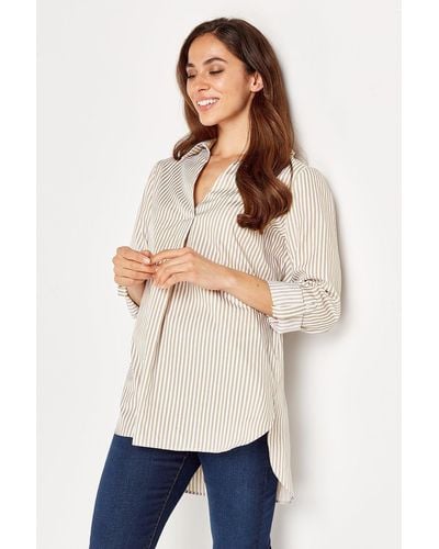 Wallis Stone Poplin Stripe Relaxed Shirt - Natural