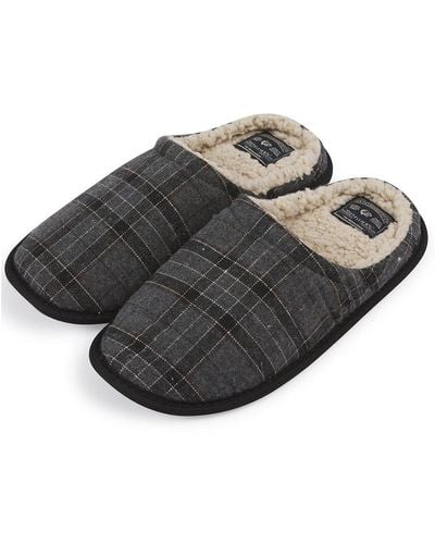 Tokyo Laundry Men's Checked Slippers - Grey