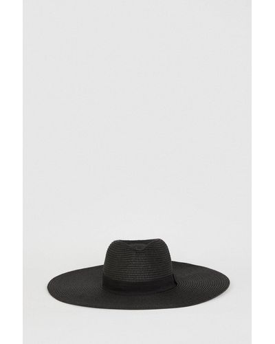 Oasis Oversized Fedora Straw Hat - Black