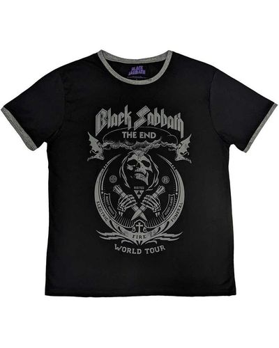 Black Sabbath The End Mushroom Cloud Ringer Cotton T-shirt - Black