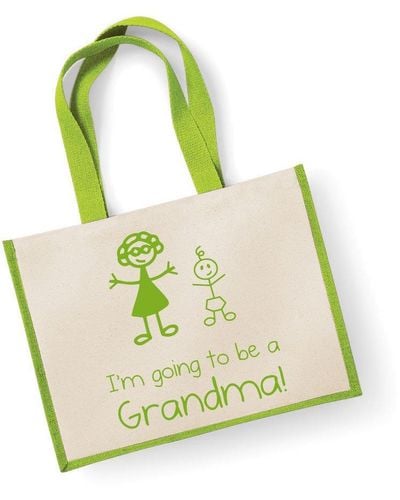 60 SECOND MAKEOVER Large Jute Bag I'm Going To Be A Grandma Green Bag New Mum