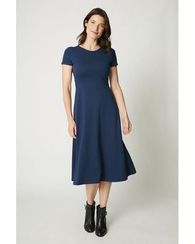 MAINE Plain Shift Mini Dress - Blue
