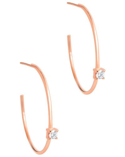 Pure Luxuries London Gift Packaged 'vilma' 18ct Rose Gold Plated 925 Silver Open Hoop Earrings - White