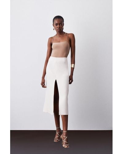 Karen Millen Square Neck Jersey Strappy Bodysuit - White