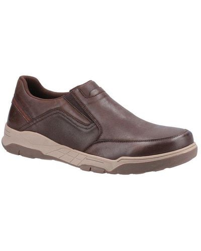 Hush Puppies 'fletcher' Smooth Leather Slip On Shoes - Brown