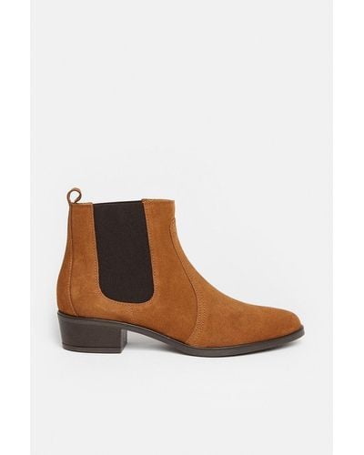 Oasis Suede Western Ankle Boot - Brown
