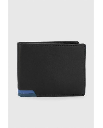 Steel & Jelly Leather Wallet With Contrast Details - Black