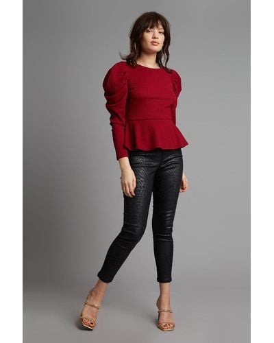 Dorothy Perkins Petite Animal Coated Frankie Jeans - Red