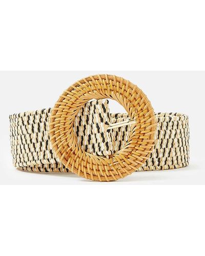 Accessorize Mix Weave Large Buckle Belt - Metallic