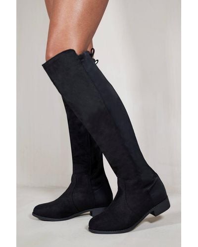 Where's That From 'diem' Over The Knee Pull On Boots With Low Heel - Blue