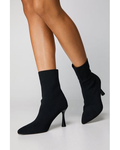 Nasty Gal Knitted Pointed Toe Ankle Sock Boots - Black