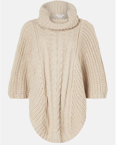 Accessorize Cable Knit Poncho - Natural