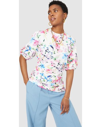 PRINCIPLES Blouson Sleeve Printed Blouse - Blue