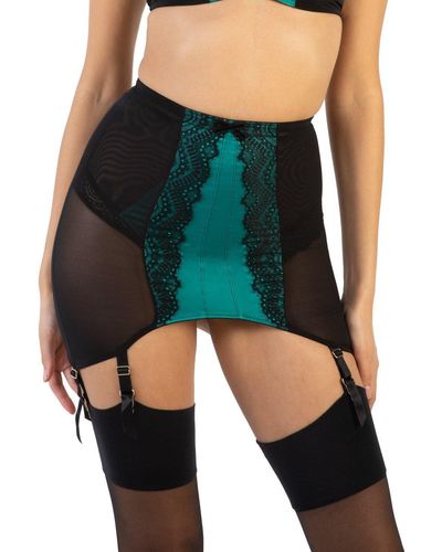 Playful Promises Melda Teal Satin And Lace Girdle - Green