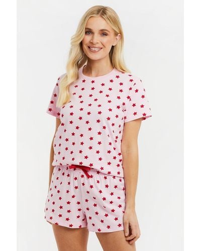 Threadbare Cotton 'charlotte' Shortie Pyjama Set - Red
