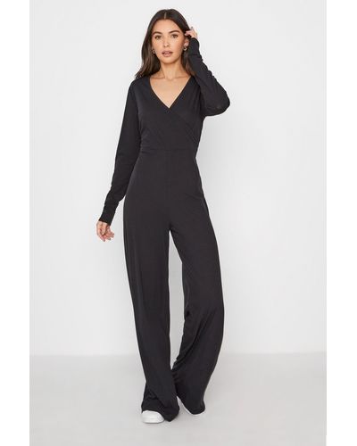 Long Tall Sally Wide Leg Ribbed Jumpsuit - Blue