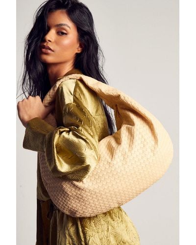 MissPap Woven Texture Large Slouch Bag - Natural