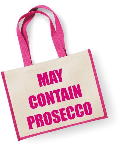 60 SECOND MAKEOVER Large Jute Bag May Contain Prosecco Pink Bag New Mum