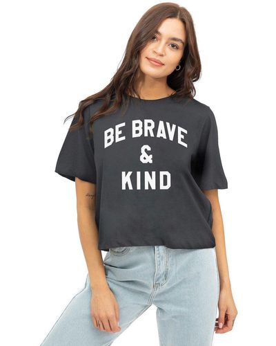Sub_Urban Riot Be Brave And Kind Womens Boxy Cropped Slogan T-shirt - Black