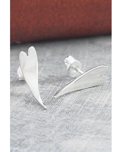 Otis Jaxon London Small Curved Sterling Silver Heart Earrings - Grey