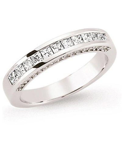 Jewelco London Silver Princess Cut Cz Channel Set Eternity Ring - White