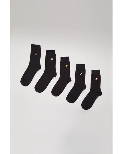Burton 5 Pack Cricket Embroidered Socks - Black