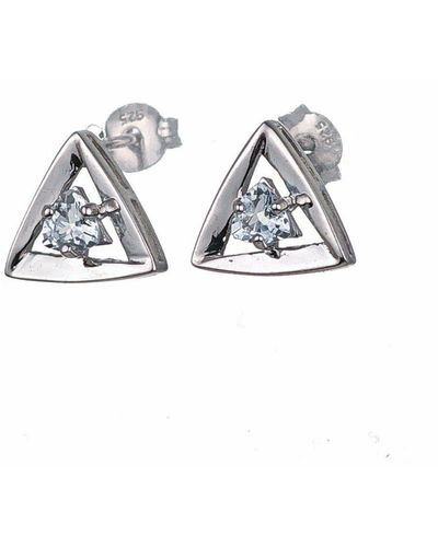 Ojewellery Aquamarine Triangle Trillion Earrings - Metallic