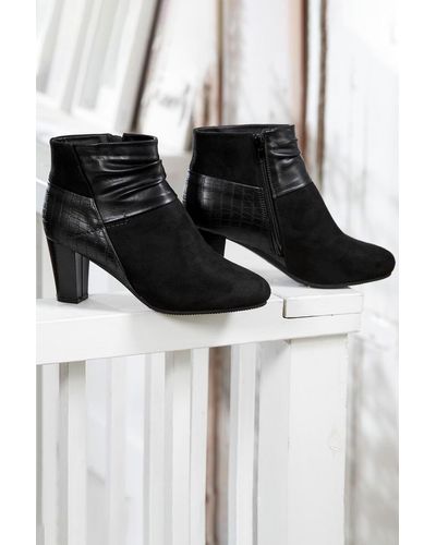 Cotton Traders Patchwork Heeled Boots - Black