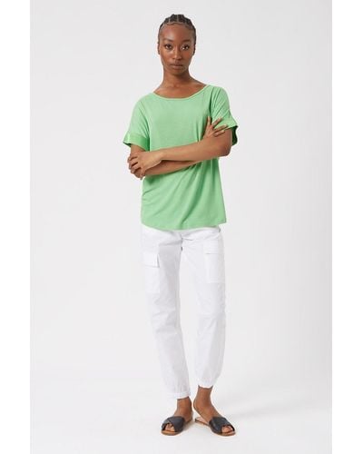 James Lakeland Satin Trim Sleeve T-shirt - Green