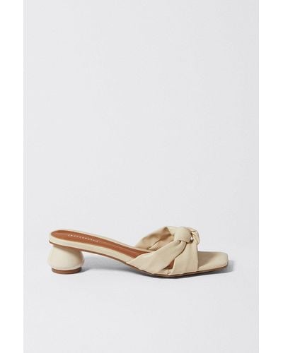 Warehouse Knot Front Heeled Sandal - White