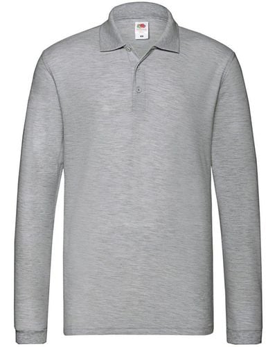 Fruit Of The Loom Premium Long-sleeved Polo Shirt - Grey