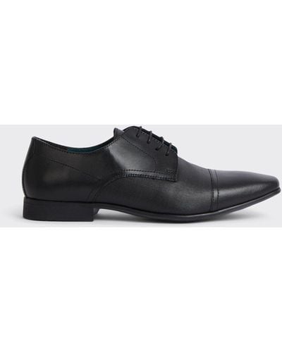 Burton Black Leather Cap Toe Derby Shoes