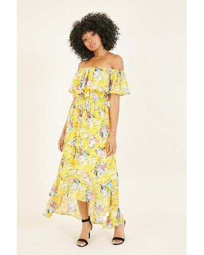 Mela Floral 'ada' Bardot Dress - Yellow