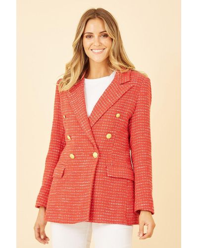 Yumi' Red Boucle Fitted Blazer