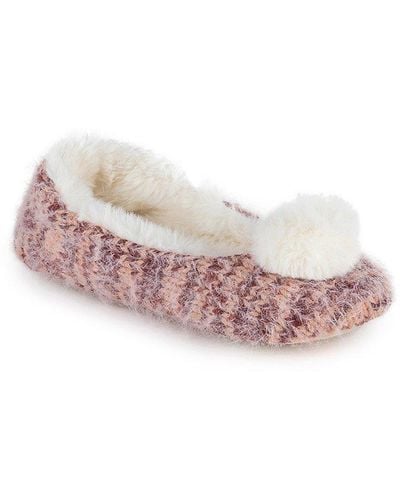 Totes Fluffy Knit Mule Slippers - Pink