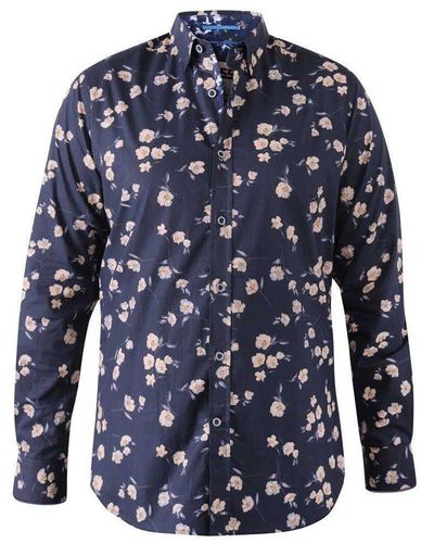 Duke Clothing Rooksey D555 Floral Long-sleeved Button-down Shirt - Blue