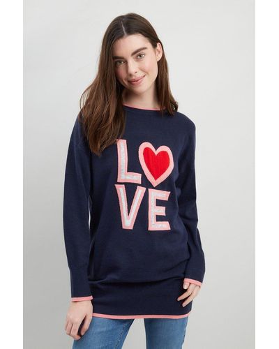 Wallis Love Knitted Jumper - Blue