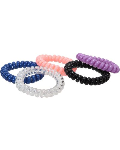 Mountain Warehouse Hair Tie 5 Pack Stretchy Spiral Phone Cord Ponytail Bands - Blue